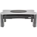 Desq Monitor Stand with Swivel Tray and 2 Drawers Silver Black