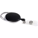Europel retractable badge reel with carabiner and snap button lanyard, black