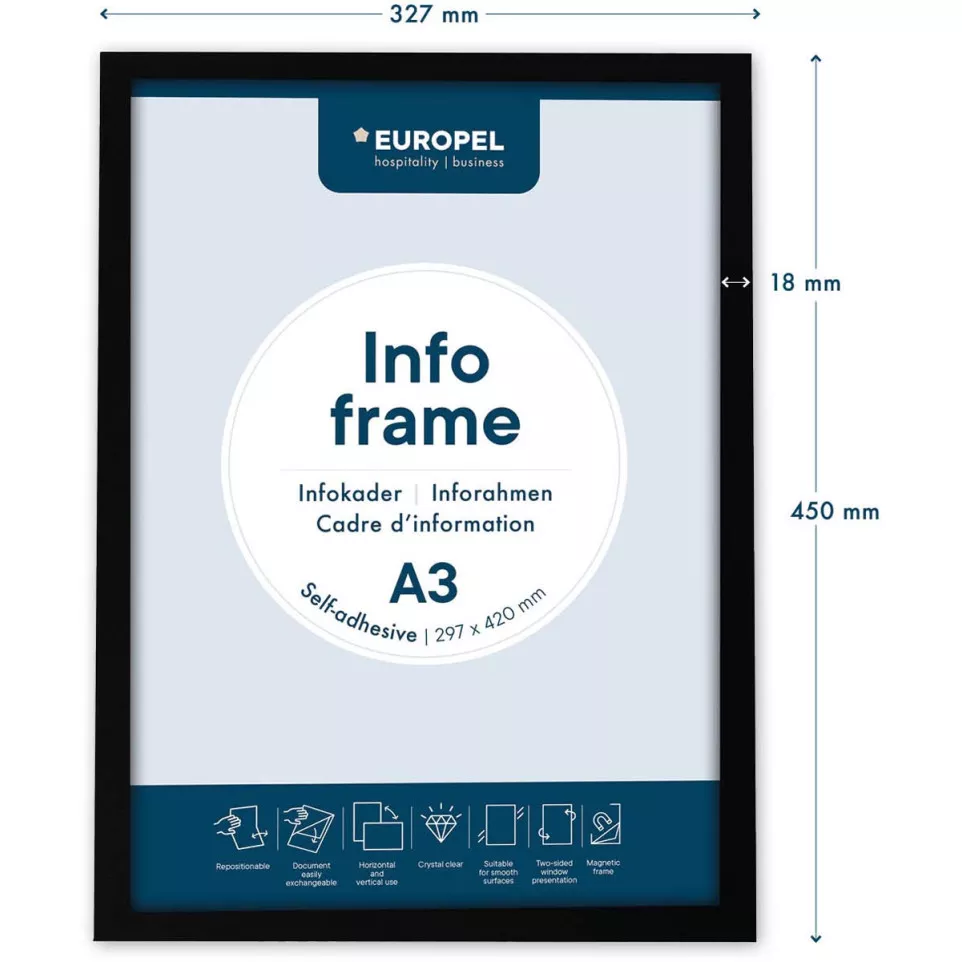 Europel Self-Adhesive Frame A3 Black...