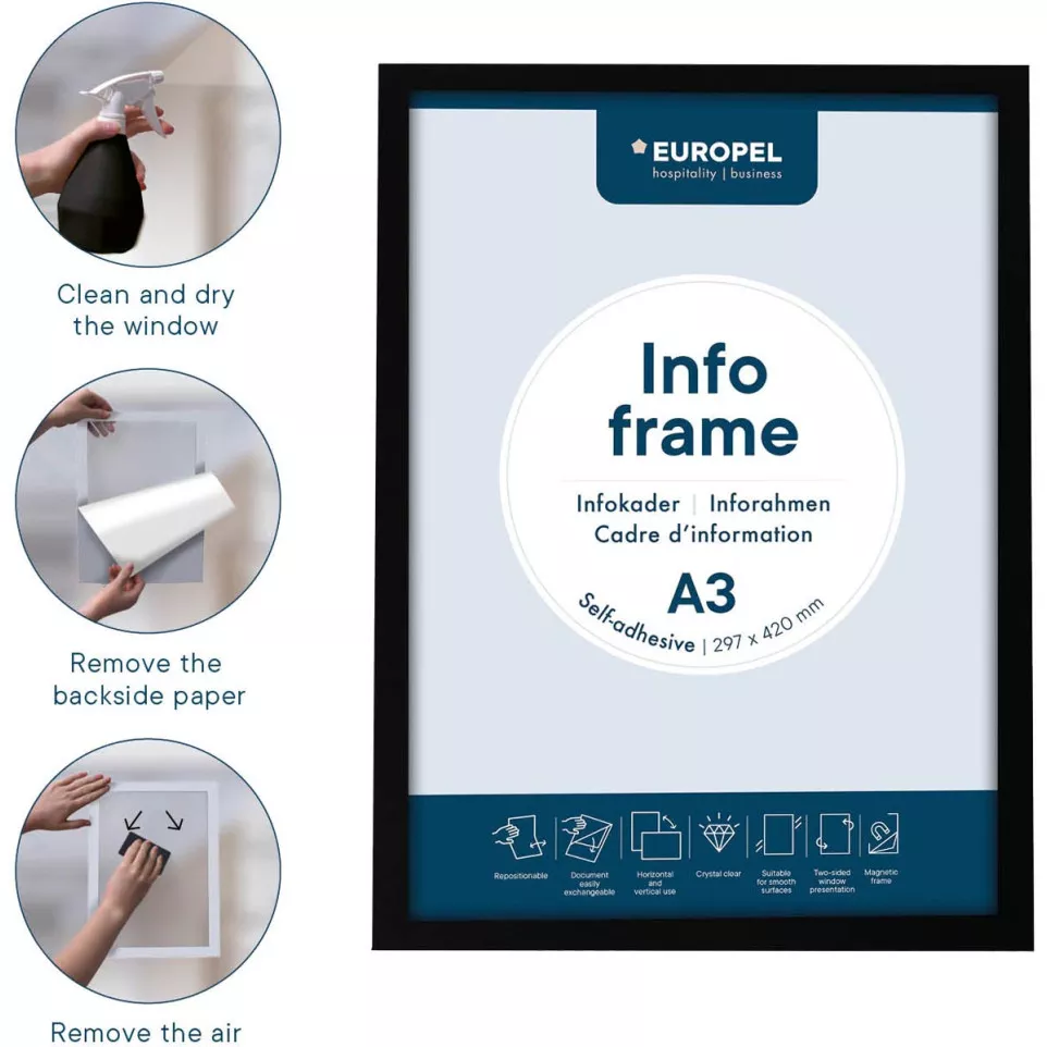 Europel Self-Adhesive Frame A3 Black...
