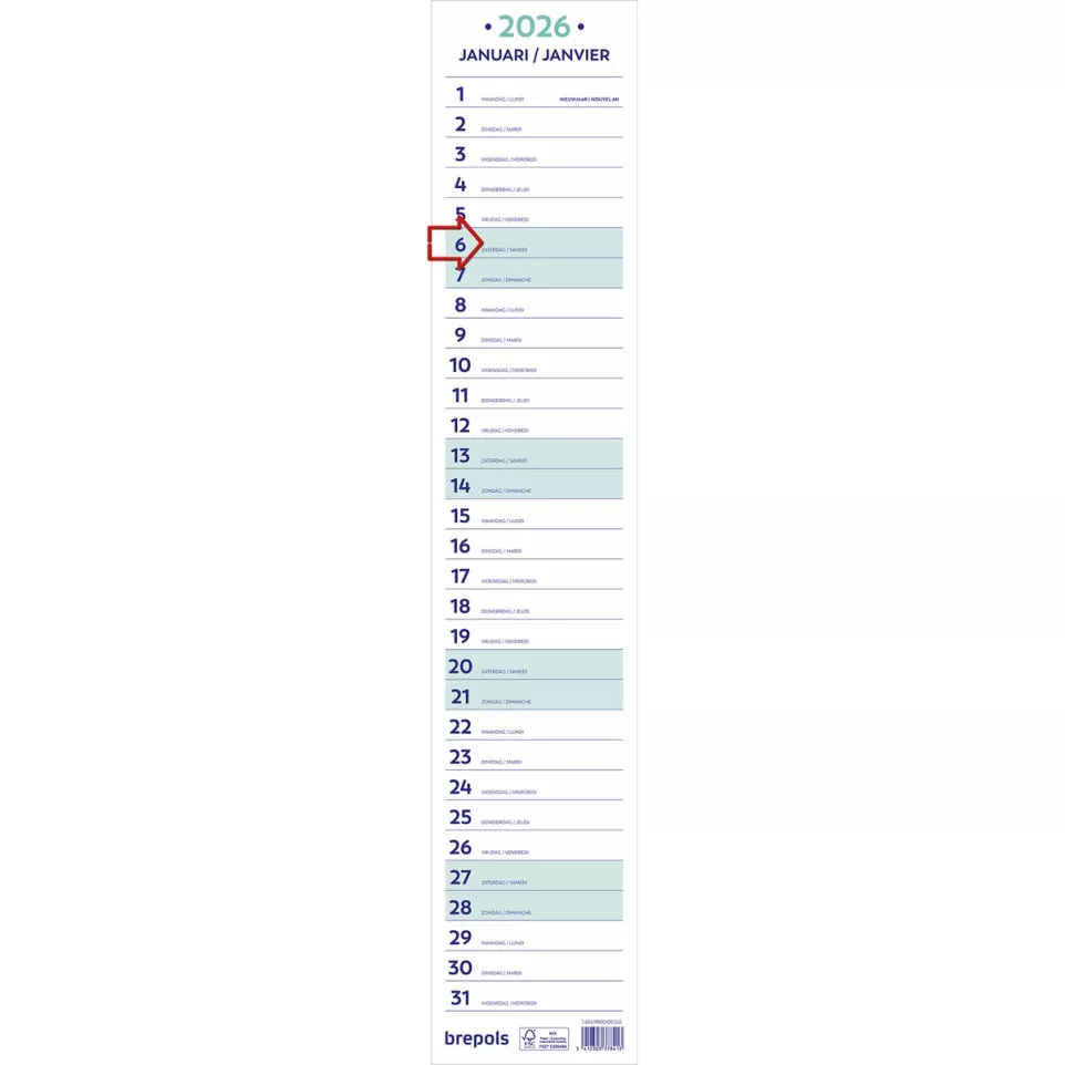Brepols maand lintkalender, 2026