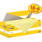 Post-it Notes, 100 feuilles, ft 76 x 76 mm, jaune canari (canary yellow), 18 blocs + 6 GRATUITS