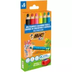 Bic Kids crayon de couleur Multi-Surfaces, assorti, étui de 6 pièces + broyeur