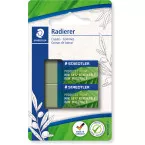 Staedtler gum Eco, olijfgroen, blister van 2 stuks