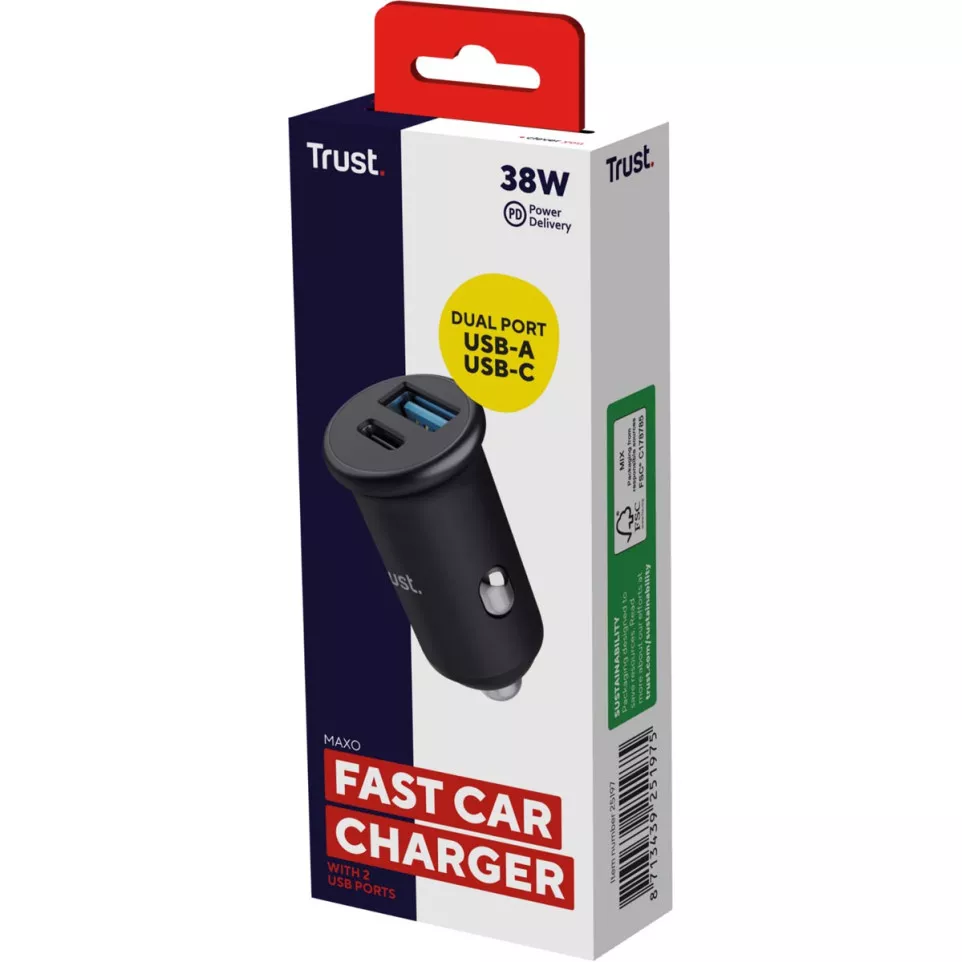 Trust Maxo snelle autolader, 38 W, 1...