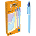 Bic Colours Pastel 4-kleurenbalpen, medium, klassieke inktkleuren, µdoos van 12 stuks