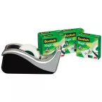 Scotch dérouleur de ruban adhésif C60 argent + 4 rouleaux Magic Tape