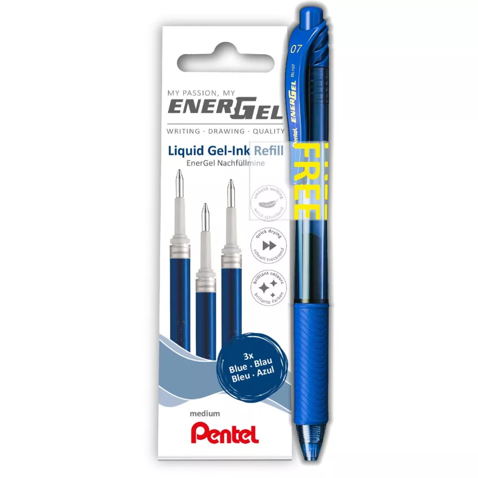 Pentel EnerGel 0.7mm Blue Refill Set...