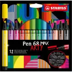 STABILO Pen 68 MAX ARTY Felt Tip Pens Set of 12 Assorted Colors
