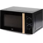 DOMO microwave oven, 25.5 cm turntable, 20 L, black with wood-look handle