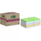 Post-it Super Sticky Notes Recycled, 70 feuilles, ft 76 x 76 mm, assorti, paquet de 12 blocs