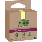Post-it Super Sticky Notes Recycled, 70 feuilles, ft 47,6 x 47,6 mm, jaune, paquet de 3 blocs