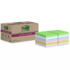 Post-it Super Sticky Notes Recycled, 70 feuilles, ft 47,6 x 47,6 mm, assorti, paquet de 12 blocs