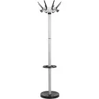 MAUL Caligo Coat Rack, 175 cm Height, 32 Hooks with Umbrella Stand, Silver