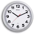 MAULstep horloge murale, radiopilotée, diamètre 30 x 5 cm, cadre en plastique, argent