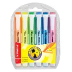 STABILO swing cool Highlighter Plastic Case of 6 Pieces: Yellow, Green, Light Blue, Turquoise, Orange, Blue
