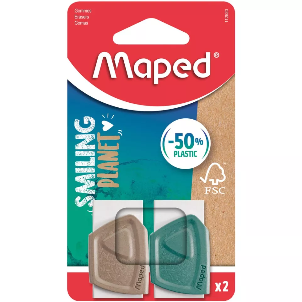 Maped Smiling Planet Erasers Pack of 2