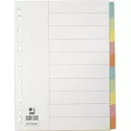 Q-CONNECT tabbladen, A4, karton, 11-gaatsperforatie, 10 tabs, geassorteerde kleuren
