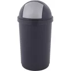 Curver poubelle avec push-couvercle 50 l, bleu et gris