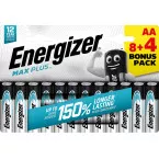 Energizer piles Max Plus AA/LR06/E91, blister de 8 + 4