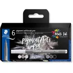 Staedtler Pigment Arts Soft Brush Pen Set of 6 Grey Shades