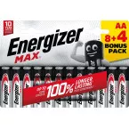 Energizer piles Max AA, blister de 8 pièces + 4 pièces gratuites