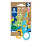 Staedtler kinderschaar Noris Junior, ft 10 cm, rechtshandig, RVS, geel/blauw, blister van 1 stuk