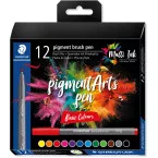 Staedtler Pigment Arts brush pen, étui de 12 pièces, Basic Colours