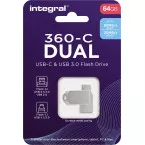 Integral 360-C Dual USB-C & USB 3.0 stick, 64 GB