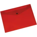 Q-CONNECT A4 Transparent Polypropylene Document Wallet with Press Button Closure Red