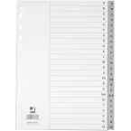 Q-CONNECT A4 Index Dividers Polypropylene 4 Holes Cover Sheet A-Z 24 Tabs Grey