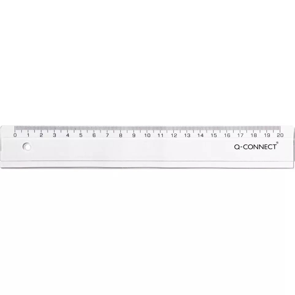 Q-CONNECT plastic ruler in case 20 cm