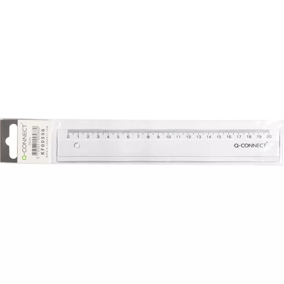 Q-CONNECT plastic ruler in case 20 cm