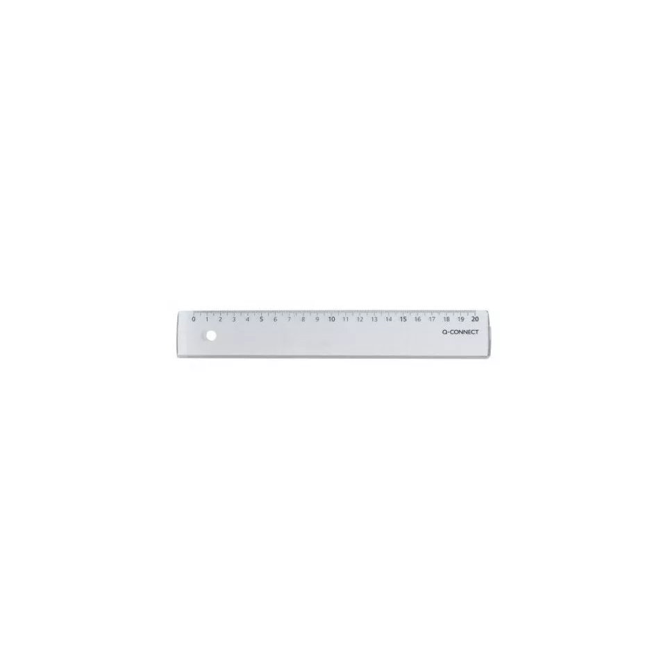 Q-CONNECT plastic ruler in case 20 cm
