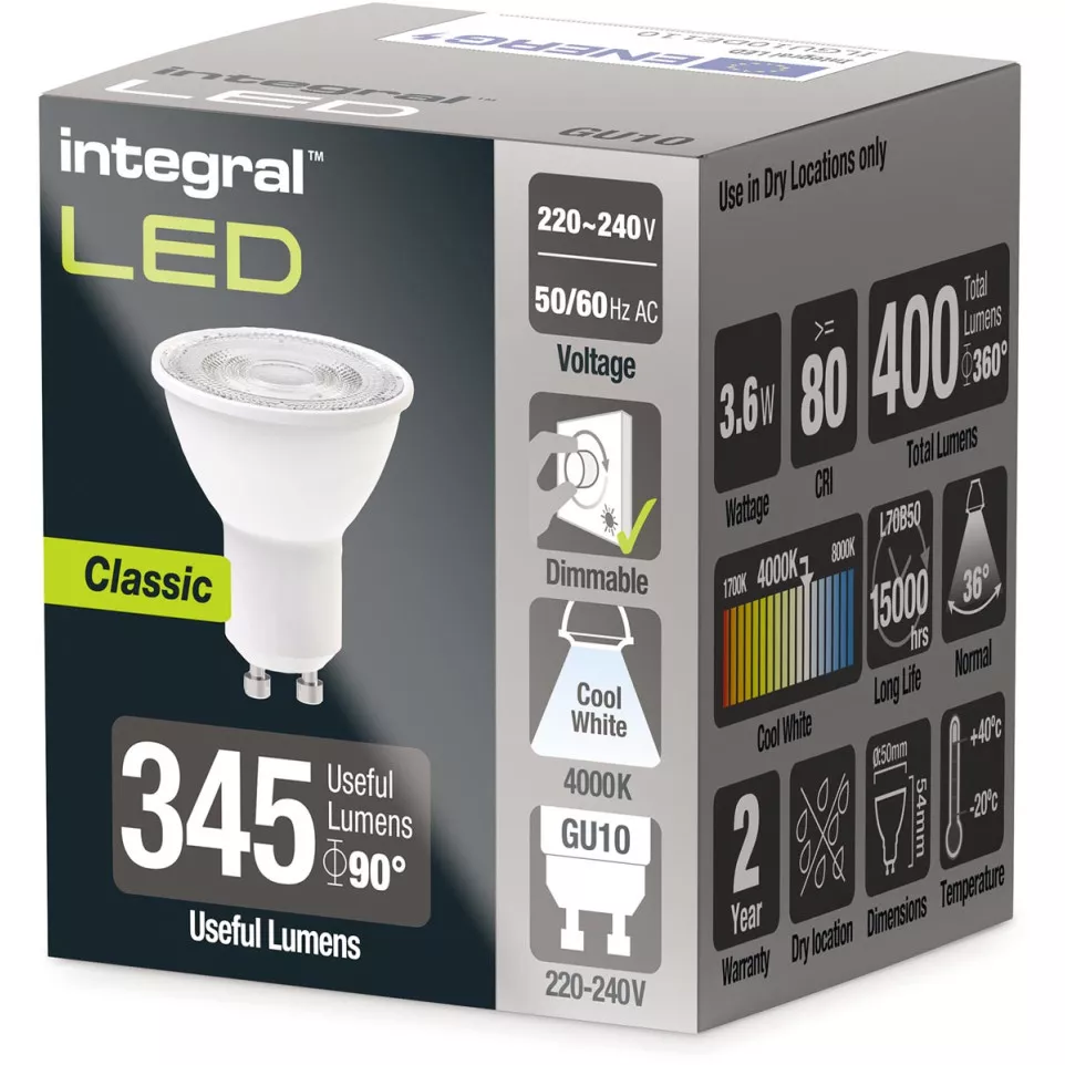 Integral LED spot GU10, dimbaar,...