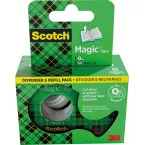 Scotch Magic Tape ruban adhésif ft 19 mm x 7,5 m, dérouleur + 3 rouleaux, boîte brochable