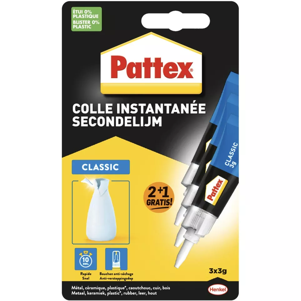 Pattex Classic secondelijm, 3 g, 2 +...