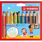 STABILO woody 3in1 kleurpotlood, etui van 10 stuks, assorti