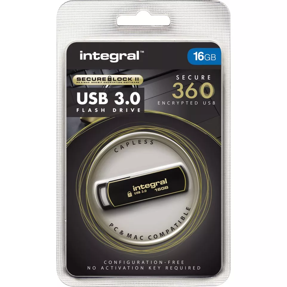 Integral 360 Secure USB 3.0 stick, 16 GB