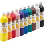 Creall gouache au doigt Happy, set de 10 flacons de 750 ml en couleurs assorties