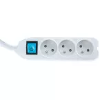 Perel Socket with 3 Outlets and Switch, Storage Box Included, White, for Belgium