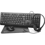 Trust Primo 4-in-1 Home Office Set avec micro-casque, clavier (qwerty), souris et tapis-souris
