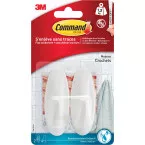 Command crochet, medium, capacité 1,4 kg, blanc, résistent à l'eau, blister de 2 pièces