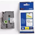 Brother TZe ruban pour P-Touch, 12 mm, noir sur blanc, adhésif puissant