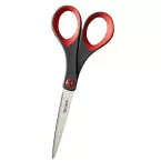 Scotch ciseaux Precision, ft 18 cm, droite en gauche, bouts pointus, inox, gris/rouge, blister van 1stuk