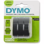 Dymo D3 tape 9 mm, wit op zwart, blister van 3 stuks