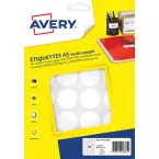 Avery PET30W etiquettes pastilles rondes, diamètre 30 mm, blister de 384 pièces, blanc