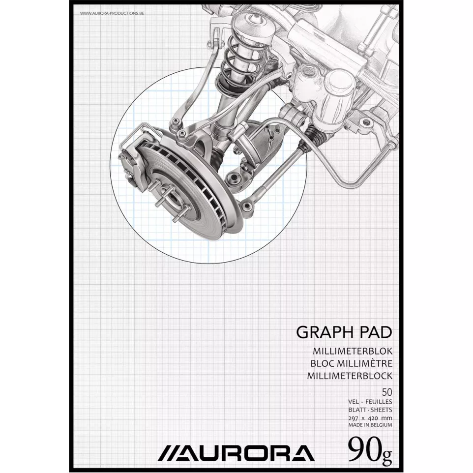 Aurora A3 Graph Paper Pad 50 Sheets
