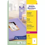 Avery Ultra Glossy Labels 210 x 297 mm box of 40 sheets 40 labels