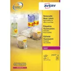 Avery Dennison Neon Removable Labels 38.1 x 21.2 mm Box of 100 Sheets 6500 Pieces Neon Yellow